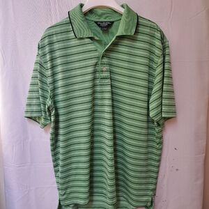 Brooks Brothers Country Club ProSport Golf Polo Shirt‎ Men's Large Green Stripe